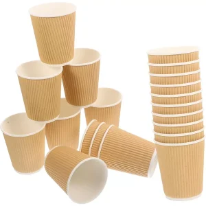 Generic 200 ml Disposable Ripple Beverage Cup Brown (Pack of 100 Pcs)