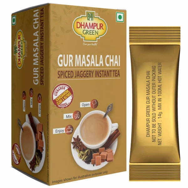 Dhampur Green 140g Instant Gur Masala Chai (Spiced Jaggery Tea) SP 06 Each of 140g