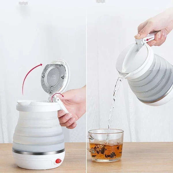 A G Enterprises Travel Foldable Fast Boiling Portable Electric Kettle - Silicone Food Grade Boil Dry Protection 220V -600ML for Most Travel and...