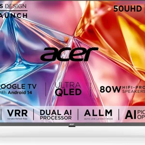 Acer Super Series 127 cm (50 inch) QLED Ultra HD (4K) Smart Google TV with Android 14 (Black) | MEMC | ALLM | VRR | AI Picture Optimisation | 80W…