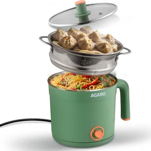 AGARO Regency Multi Cook Kettle With Steamer, 1.2L Inner Pot, Double Layered Body, Multi Cooker Electric Kettle