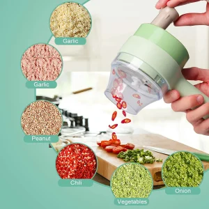 Aibzi 4 in 1 Portable Electric Vegetable Cutter Set,Vegetable Chopper 10 W Food Processor