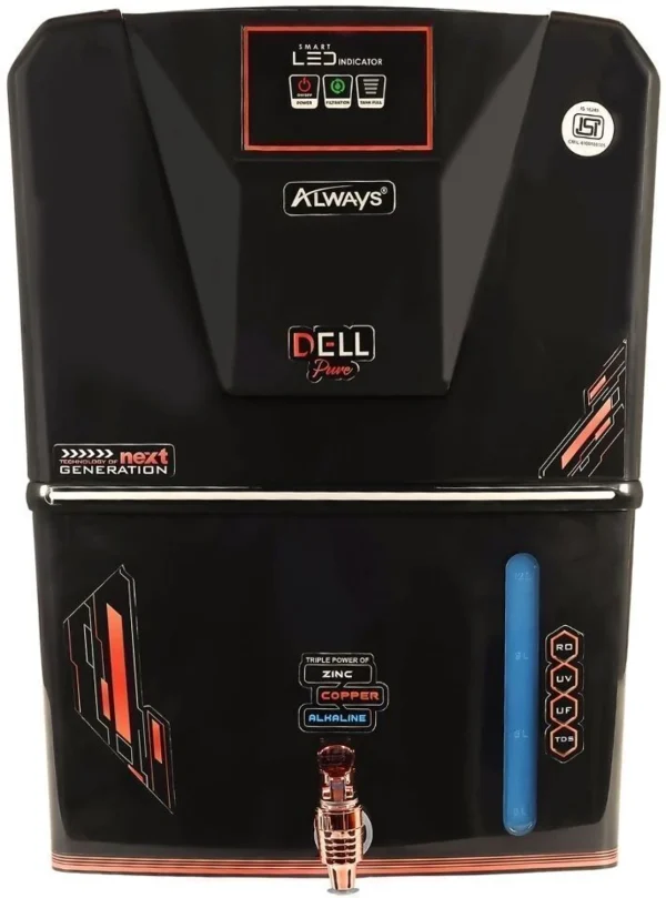 Always Dellpure Plus ISI Mark Ro+ Alkaline+Zinc copper+Uv+UF+TDS With LED INDICATOR 14 L RO Water Purifier