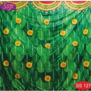 Anu Novelties Banana Leaf Backdrop Cloth for All Festivals 8 Feet Height * 8 Feet Width Curtain Fabric