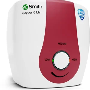 AO Smith SGS-GREEN-006 6 L Storage Water Geyser | 3kW | Vertical | 33% faster heating | Designed for high rise buildings with 8 bar pressure rating…