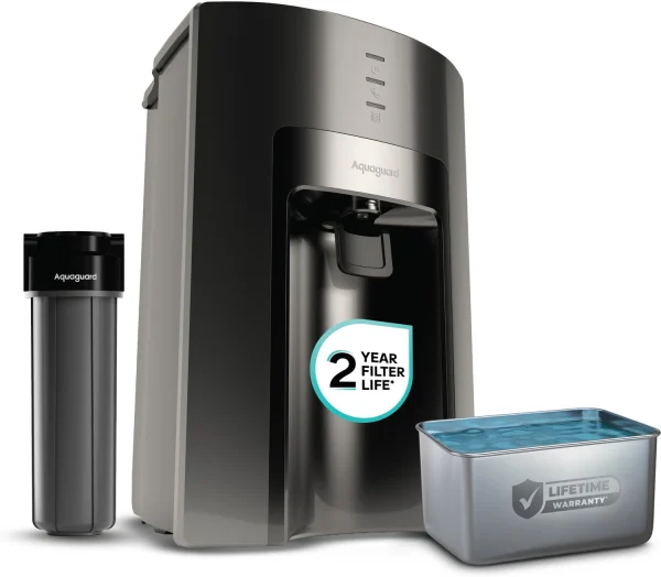 Aquaguard Sure Delight Aquasaver RO+UV+UF+MC SS 2X 5 L RO + UV + UF Water Purifier Stainless-steel Tank 2-year filter life Mega Sediment filter...