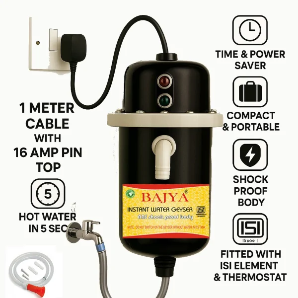 Bajya Etira Plus 3 Kw Electric Instant Heater 1 L Instant Water Geyser