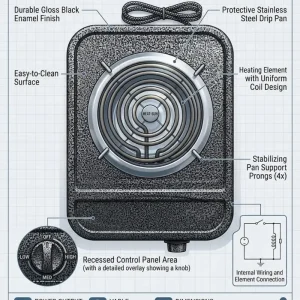BESTHOT 2000 W Infrared Cooktop Push Button
