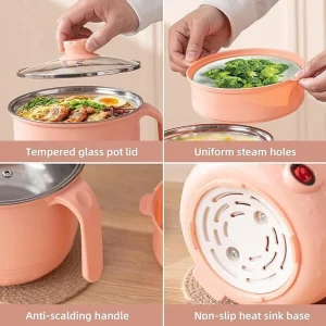 BLANK LOOK Electric Multifunction Cooking Pot 1.5 Litre Multi-Purpose Cooker Egg Cooker, Rice Cooker, Travel Cooker, Food Steamer, Egg Roll Maker