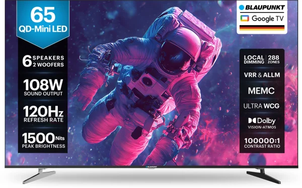Blaupunkt Milkyway Series 164 cm (65 inch) Ultra HD (4K) Mini LED Smart Google TV with |6 Speaker with 108 W Sound Output Powered by Blaupunkt |...
