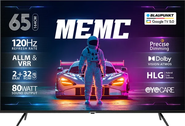 Blaupunkt SonicQ 164 cm (65 inch) QLED Ultra HD (4K) Smart Google TV with 80W Sound Output | 4 Speaker | 550 Nits Brightness | Precise Dimming |...
