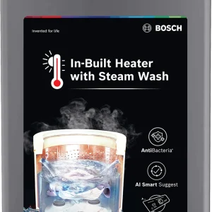 BOSCH 8 kg Fully Automatic Top Load Washing Machine with In-built Heater Black, Grey