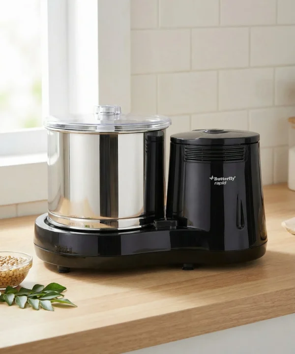 Butterfly Rapid Wet Grinder 150 Watts | Shockproof ABS Body | Coconut Scrapper Attachment | Dough Kneader | Stainless Steel Drum | 2 Years...