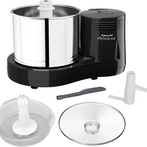 Butterfly Rhino Plus Wet Grinder Shockproof ABS Body Coconut Scrapper Attachment Dough Kneader Stainless Steel Drum 2 Years Manufacturer’s Warranty