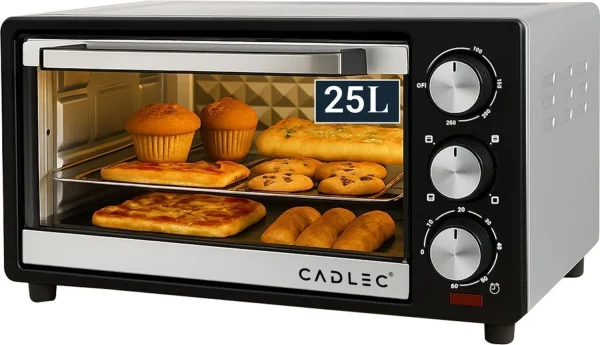 Cadlec 25-Litre Oven Toaster Grill OTG MultiChef, Silver and Black
