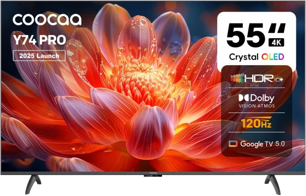 Coocaa Y74 Pro 138 cm (55 inch) QLED Ultra HD (4K) Smart Google TV with Dolby Vision & Dolby Atmos | 120Hz Game Accelerator | ALLM & MEMC | Wide...