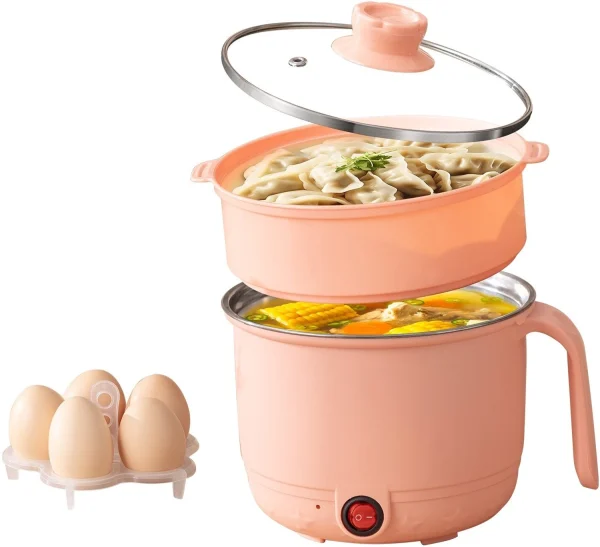 DEALZONE Electric Cooking Pot, Steamer with Egg try 1.5L Multi Cooker with Concealed Base Electric Pressure Cooker, Food Steamer, Rice Cooker,...
