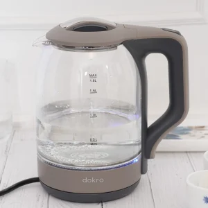dokro 1.8L Electric Glass Kettle (1350W) | Borosilicate Glass, Auto shutoff | Premium Electric Kettle