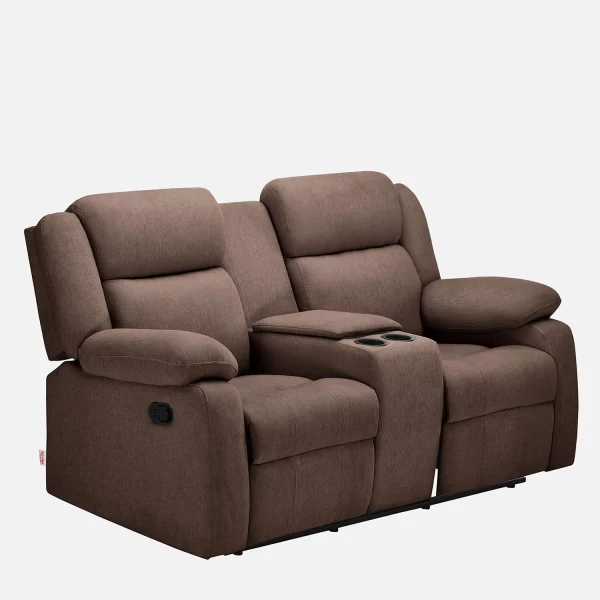 Duroflex Avalon Twin - Modern 2 Seater Sofa With Center Console and Cup Holder Fabric Manual Recliner