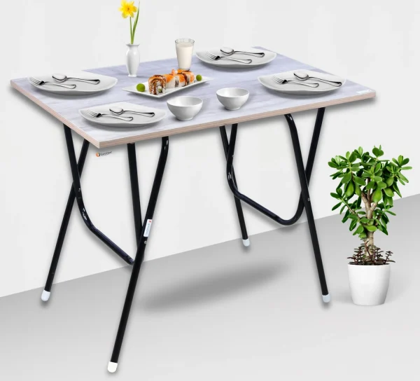 EuroQon Space Saver Foldable Imported Engineered Wood 4 Seater Dining Table