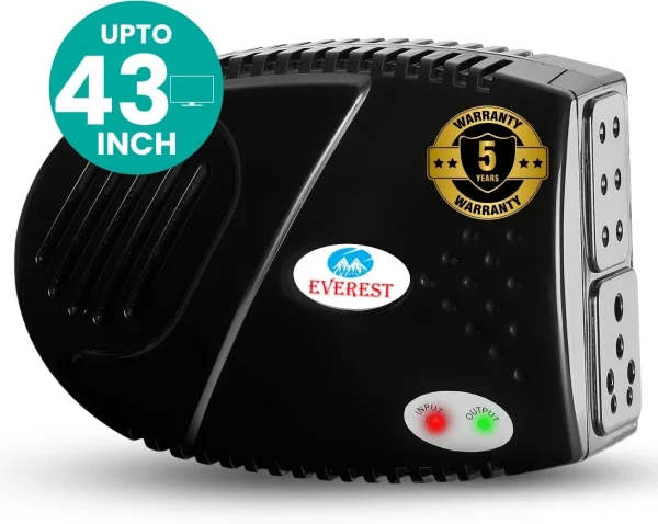 EVEREST ELS 600 MINI ULTRA Stabilizer for LEDTV Upto 43" Home Theater,Set TopBox(Working Range 90V to 290V)