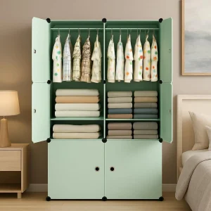 Evrum 6-Door 8-Shelf Plastic almirah for kids, almirah of clothes ,cupboard PC Collapsible Wardrobe