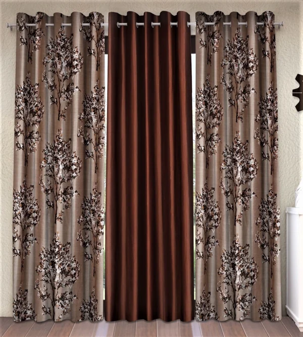 Fashion String 213 cm (7 ft) Door Polyester Semi Transparent Curtain (Pack Of 3)