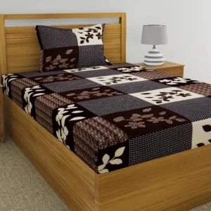 Fashion String Microfiber Single Flat 120 TC Floral 1 Bedsheet with 2 Pillow Covers