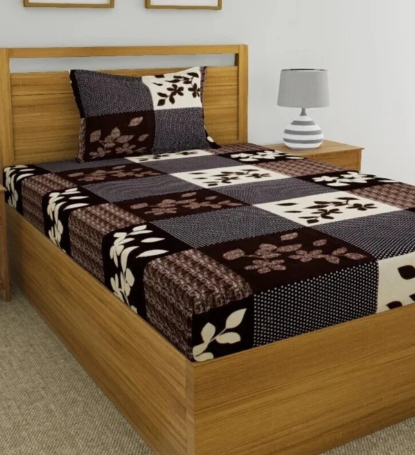 Fashion String Microfiber Single Flat 120 TC Floral 1 Bedsheet with 2 Pillow Covers