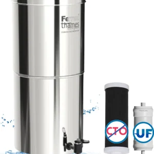 Ferrum Ultra Pure Water Filter Stainless Steel with Ultrafilter, ActivatedCarbon 20 L Gravity Based Water Purifier