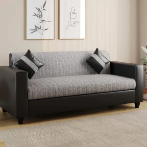 Flipkart Perfect Homes Crete Leatherette and Fabric 3 Seater Sofa