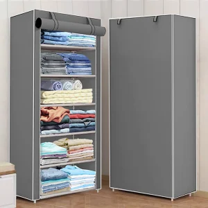 FLIPZON 1 Door 6 Shelf Fabric PP Collapsible Wardrobe