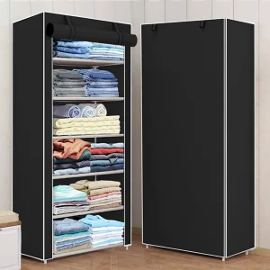FLIPZON 1 Door 6 Shelf Fabric PP Collapsible Wardrobe