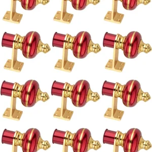 Ghazian Red, Gold Curtain Knobs, Rod Rail Bracket Metal