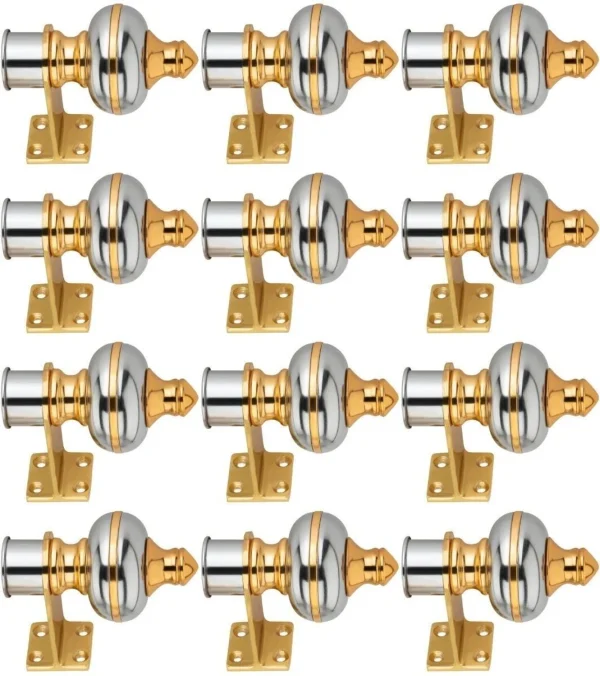 Ghazian Silver, Gold Curtain Knobs, Rod Rail Bracket Metal