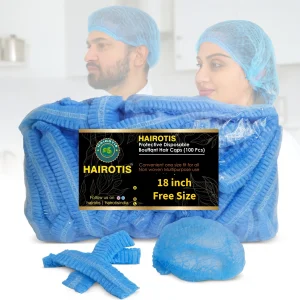 hairotis Disposable Caps(100 pc) 18″ Blue Bouffant Hair Net Cooking Food Industry Kitchen Hotels Chef Hat