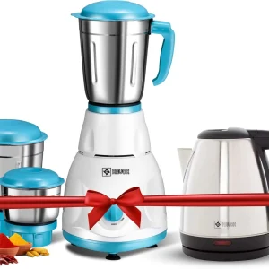 Havok 750 W Mixer Grinder With 1500 Kettle Combo Offer | 3 Jars | Blue & White) 750 W Juicer Mixer Grinder