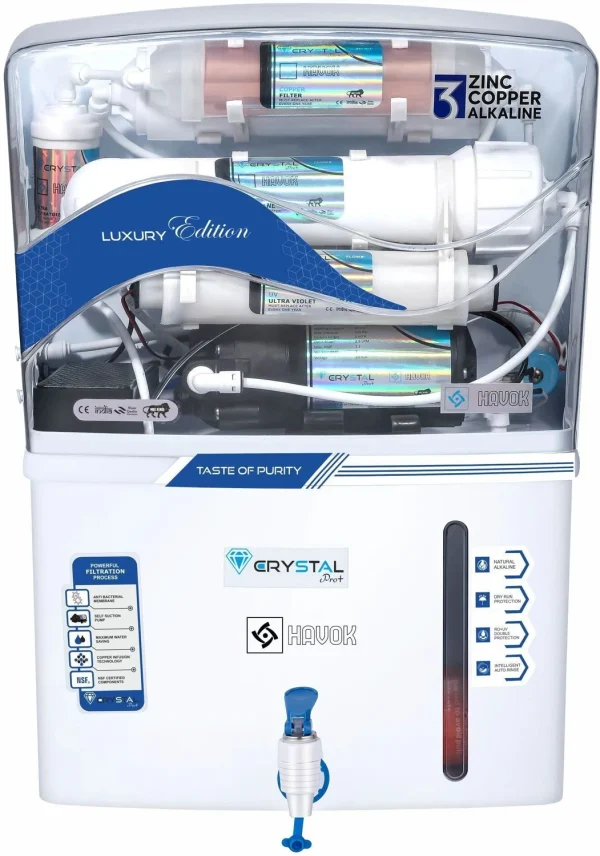 Havok Water_Purifier_White 15 L RO + UV + Copper + Minerals Water Purifier