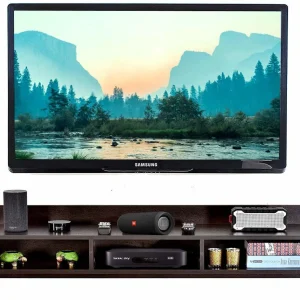 Home wood Latest Wooden wall setup box stand, Brown Engineered Wood TV Entertainment Unit