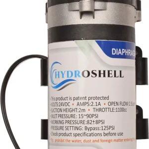 Hydroshell Booster Pump 100 GPD Heavy Duty Diaphragm Motor, 24V DC, 100% Copper Winding for 12 L RO + UV + UF + Copper + Minerals Water Purifier