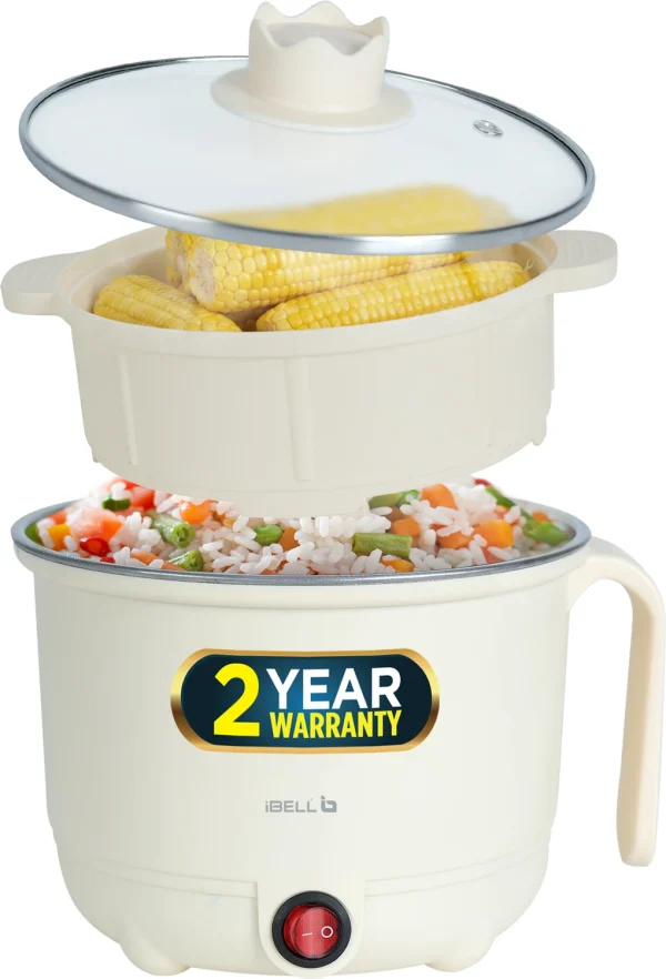 iBELL MPK150PM Multi Purpose Kettle, 600 Watts 2-Pot Cooker, Egg boiler Tray, Multi Cooker Electric Kettle
