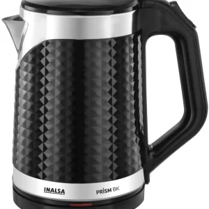 Inalsa Prism BK Double Wall| 1500W |Diamond Cut Design |Stainless Steel Inner Body Electric Kettle