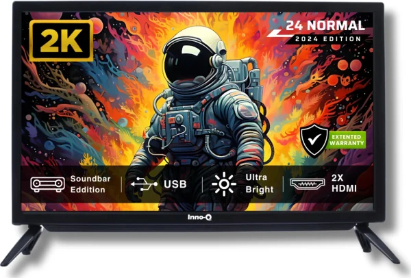 InnoQ Sounbar 60 cm (24 inch) HD Ready LED TV with 30W Front Boom Speakers | Monitor Support | Noise Reduction | Pixel Boost Engine | Colour...