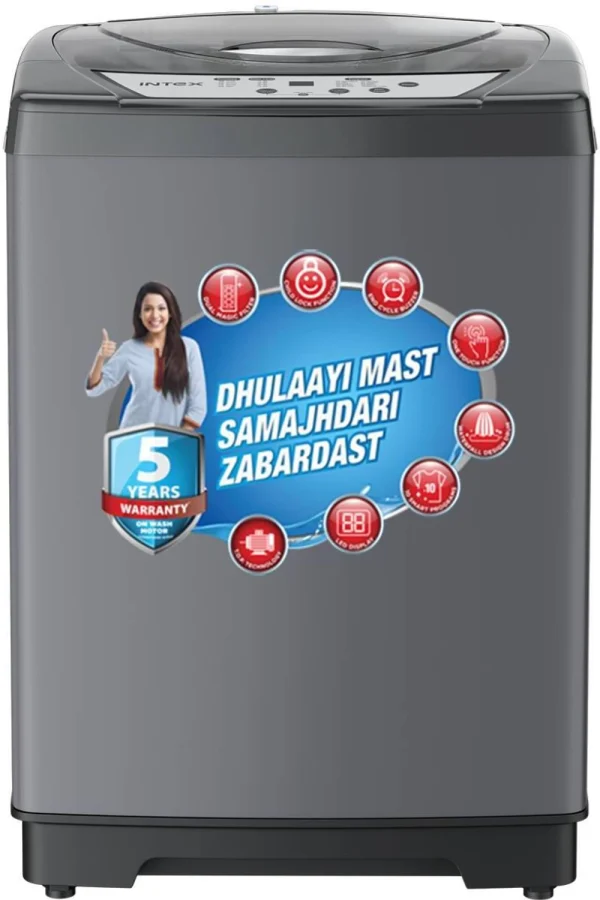 Intex 6.5 kg Fully Automatic Top Load Washing Machine Grey