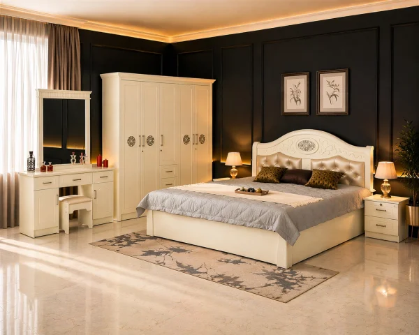 kelvin Engineered Wood Bed + Side Table + Wardrobe + Dressing Table