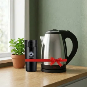 KEVRIZ 1.5 Litre Stainless Steel Electric Kettle WITH COFFE MUG Electric Kettle