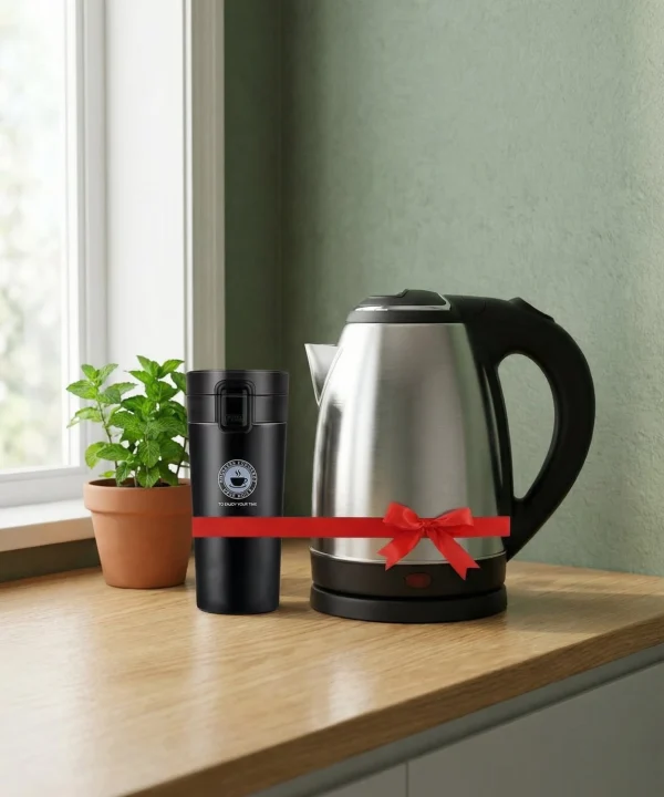 KEVRIZ 1.5 Litre Stainless Steel Electric Kettle WITH COFFE MUG Electric Kettle