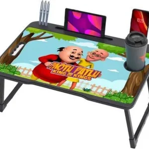 KHODAL ARTH US BIDING Motu-Patlu COATED Foldable Laptop Study Table with Cup & pen Holder Engineered Wood Study Table