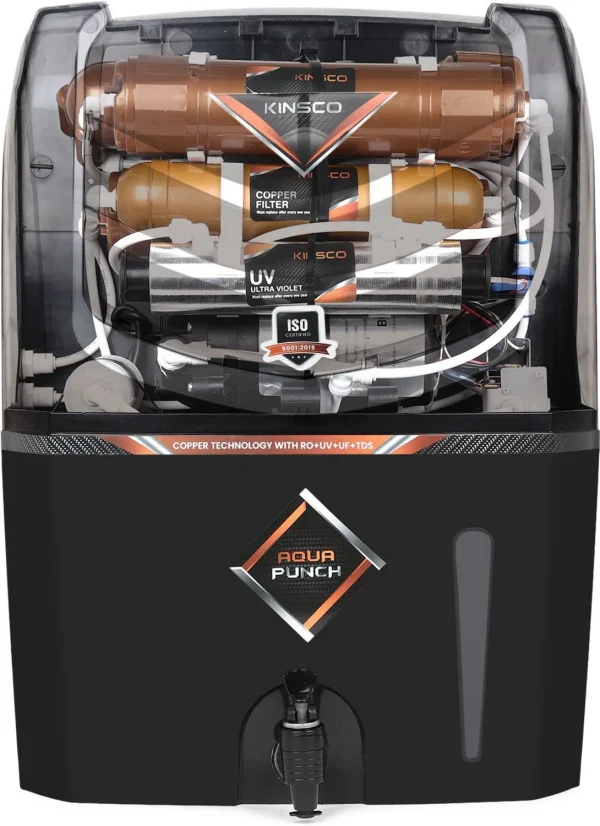 Kinsco Aqua Punch | Needs No service For 2 Years 15 L RO + UV + UF + Copper + Minerals Water Purifier
