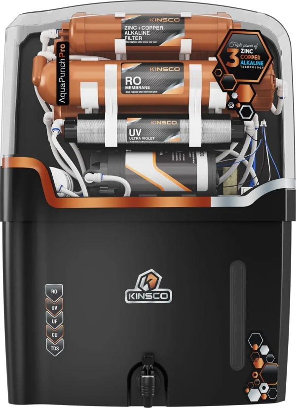 Kinsco Aqua Punch Pro With ISI Mark RO+UV+UF+TDS Adjuster 18 L RO + UV + Copper + Alkaline + Minerals Water Purifier